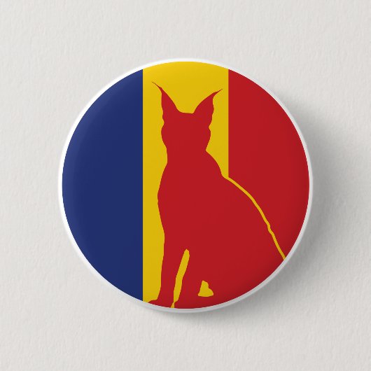 Badge Rond 5 Cm Roumanie Drapeau animal national roumain Lynx (Devant)