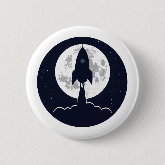 Badge Rond 5 Cm Round silhouette rocket lift off (Devant)