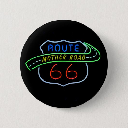 Badge Rond 5 Cm Route 66, Route Mère, Panneau néon (Devant)