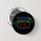 Badge Rond 5 Cm Route 66, Route Mère, Panneau néon (Devant & derrière)
