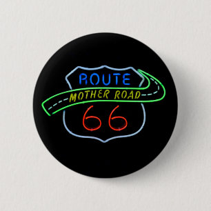 Badge Rond 5 Cm Route 66, Route Mère, Panneau néon