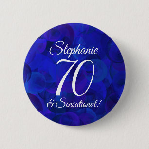 Badge Rond 5 Cm Royal Blue 70 et fête d'anniversaire sensationnell