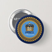 Badge Rond 5 Cm Royal Blue Gold Prince Baby shower/Anniversaire (Devant & derrière)