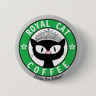 Badge Rond 5 Cm ROYAL CAT COFFEE Black Cat Round Button