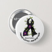 Badge Rond 5 Cm RUBAN 1 de FLEUR de mélanome (Devant & derrière)