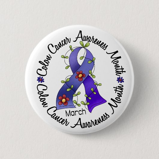 Badge Rond 5 Cm Ruban 3 de fleur de mois de conscience de cancer (Devant)