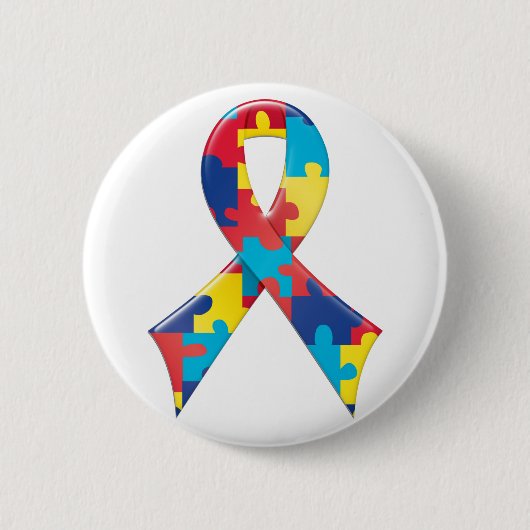 Badge Rond 5 Cm Ruban A4 de sensibilisation sur l'autisme (Devant)