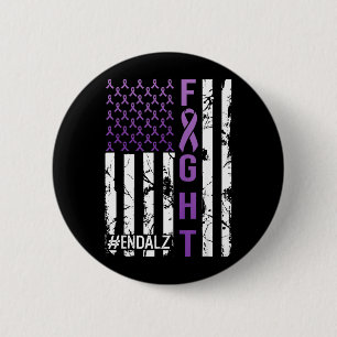 Badge Rond 5 Cm Ruban à drapeau violet Alzheimer Sensibilisation S