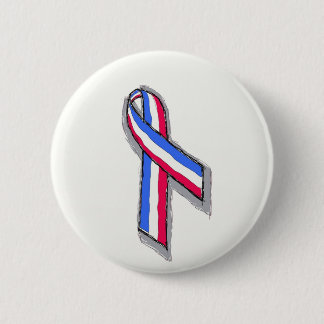 Badge Rond 5 Cm Ruban blanc et bleu rouge
