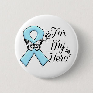 Badge Rond 5 Cm Ruban bleu clair pour mon héros