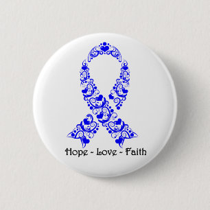 Badge Rond 5 Cm Ruban bleu de conscience d'espoir