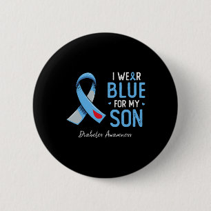 Badge Rond 5 Cm Ruban Bleu Je Porte Gris Bleu Pour Mon Fils Diabèt
