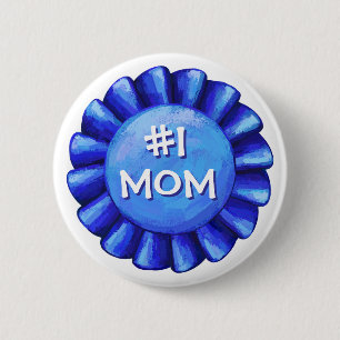 Badge Rond 5 Cm Ruban bleu Numéro une maman