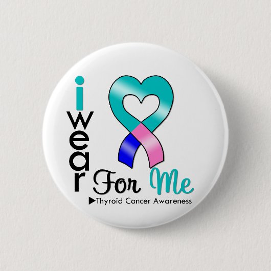 Badge Rond 5 Cm Ruban CANCER THYROÏDE Pour Moi (Devant)