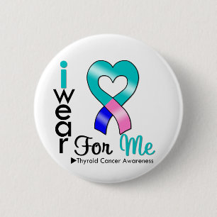 Badge Rond 5 Cm Ruban CANCER THYROÏDE Pour Moi
