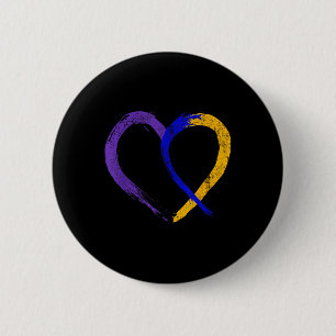 Badge Rond 5 Cm Ruban Coeur Vessie Cancer Purple Bleu Et Jaune