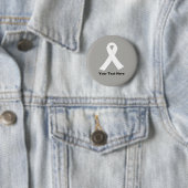 Badge Rond 5 Cm Ruban de blanc de conscience de cancer de poumon (En situation)