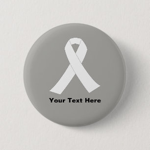 Badge Rond 5 Cm Ruban de blanc de conscience de cancer de poumon