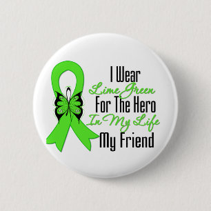 Badge Rond 5 Cm Ruban de Cancer de lymphome mon héros mon ami