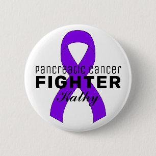 Badge Rond 5 Cm Ruban de cancer du pancréas Bouton blanc