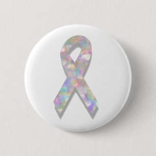 Badge Rond 5 Cm ruban de cancer du poumon perlé