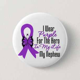 Badge Rond 5 Cm Ruban de Cancer pancréatique mon héros mon neveu