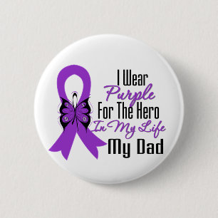 Badge Rond 5 Cm Ruban de Cancer pancréatique mon héros mon papa