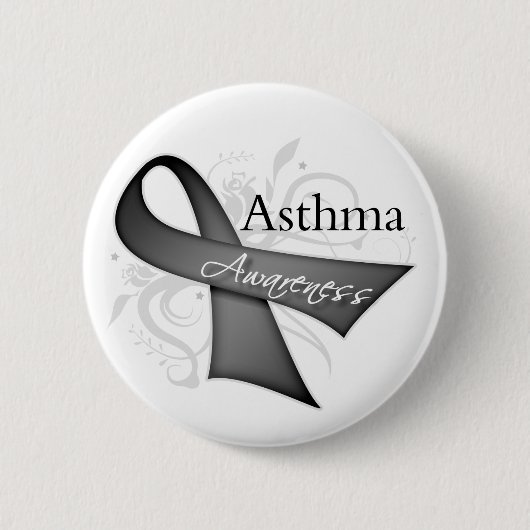 Badge Rond 5 Cm Ruban de conscience d'asthme (Devant)