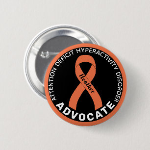 Badge Rond 5 Cm Ruban de défenseur du TDAH Bouton noir