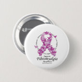 Badge Rond 5 Cm Ruban de fibromyalgie des papillons (Devant & derrière)