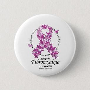 Badge Rond 5 Cm Ruban de fibromyalgie des papillons