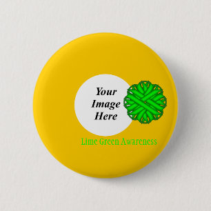 Badge Rond 5 Cm Ruban de fleurs vert de chaux Tmpl par Kenneth Yon