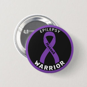 Badge Rond 5 Cm Ruban de guerrier de l'épilepsie Bouton noir