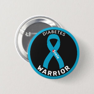 Badge Rond 5 Cm Ruban de guerrier du diabète bouton noir