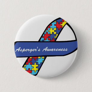 Badge Rond 5 Cm Ruban de la conscience d'Asperger