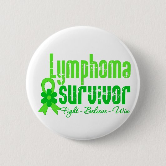 Badge Rond 5 Cm Ruban de la fleur de Lymphoma Survivor (Devant)