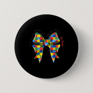 Badge Rond 5 Cm Ruban de l'autisme en forme de puzzle Nœud Coquett