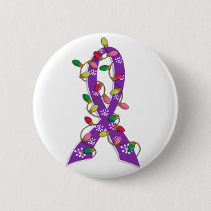 Badge Rond 5 Cm Ruban de lumières de Noël de maladie d'Alzheimer