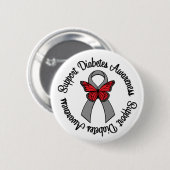 Badge Rond 5 Cm Ruban de papillon de conscience de diabète de (Devant & derrière)