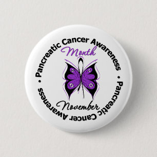 Badge Rond 5 Cm Ruban de papillon - mois de Cancer pancréatique