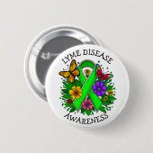 Badge Rond 5 Cm Ruban de sensibilisation à la maladie de Lyme (Devant & derrière)