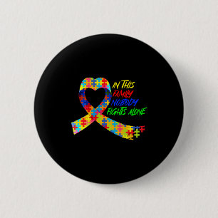 Badge Rond 5 Cm Ruban de sensibilisation à l'autisme Dans cette fa