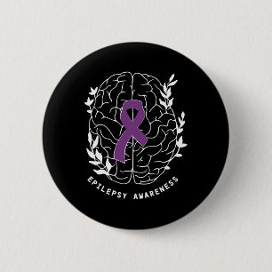 Badge Rond 5 Cm Ruban de sensibilisation à l'épilepsie Violet Cerv