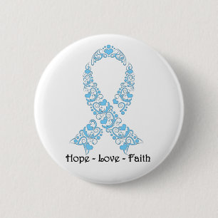 Badge Rond 5 Cm Ruban de sensibilisation au bleu clair Hope