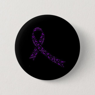 Badge Rond 5 Cm Ruban de sensibilisation au surdosage violet dépen
