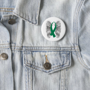 Badge Rond 5 Cm Ruban de sensibilisation aux ailes (vert)