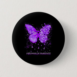 Badge Rond 5 Cm Ruban de sensibilisation aux fibromyalgies papillo