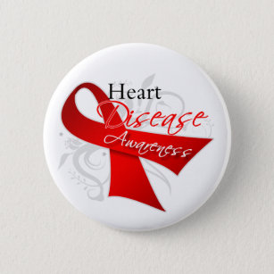 Badge Rond 5 Cm Ruban de sensibilisation aux maladies cardiaques