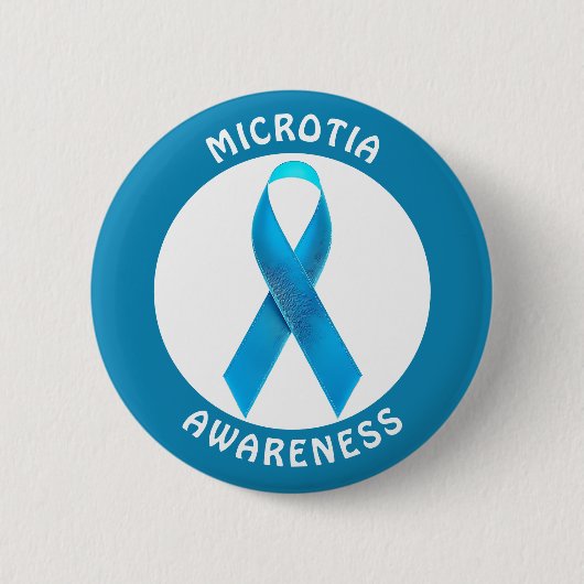 Badge Rond 5 Cm Ruban de sensibilisation bleu pour microtie (Devant)