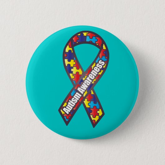 Badge Rond 5 Cm Ruban de sensibilisation sur l'autisme (Devant)